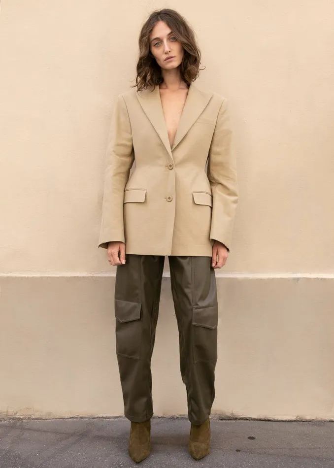 Women Colette Hourglass Blazer 8211 Camel The Frankie Shop Outerwear
