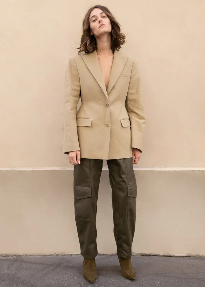 Women Colette Hourglass Blazer 8211 Camel The Frankie Shop Outerwear