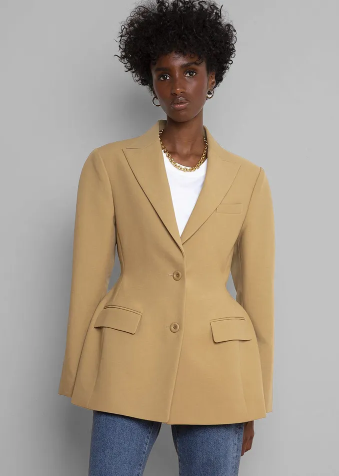 Women Colette Hourglass Blazer 8211 Camel The Frankie Shop Outerwear