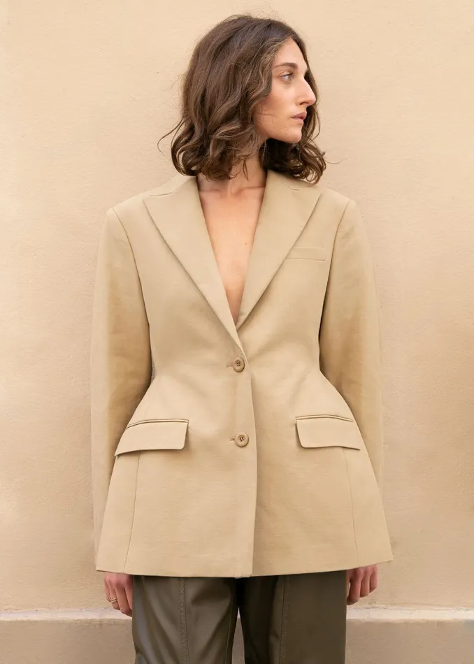 Women Colette Hourglass Blazer 8211 Camel The Frankie Shop Outerwear