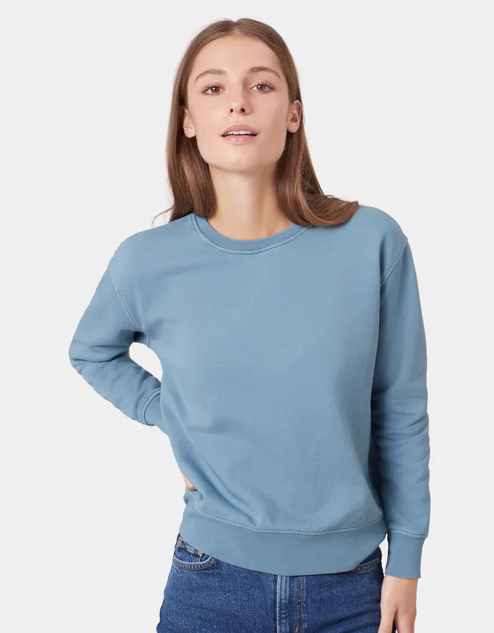 Women Colorfulstandard Women Classic Organic Crew 8211 Cloudy Grey Crewneck Sweatshirts