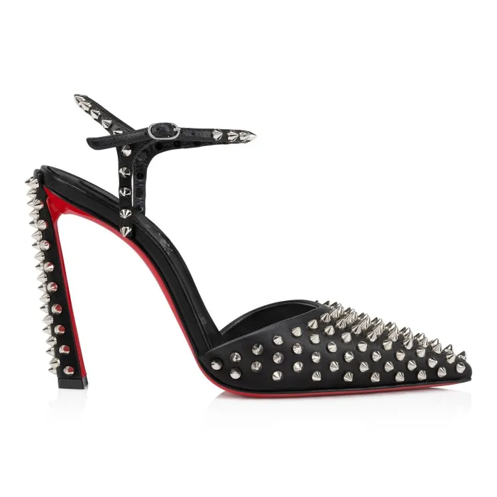 Women Condora Riviera Spikes 100 Mm Pumps 8211 Nappa Leather And Silver Spikes 8211 Black Christian Louboutin Pumps