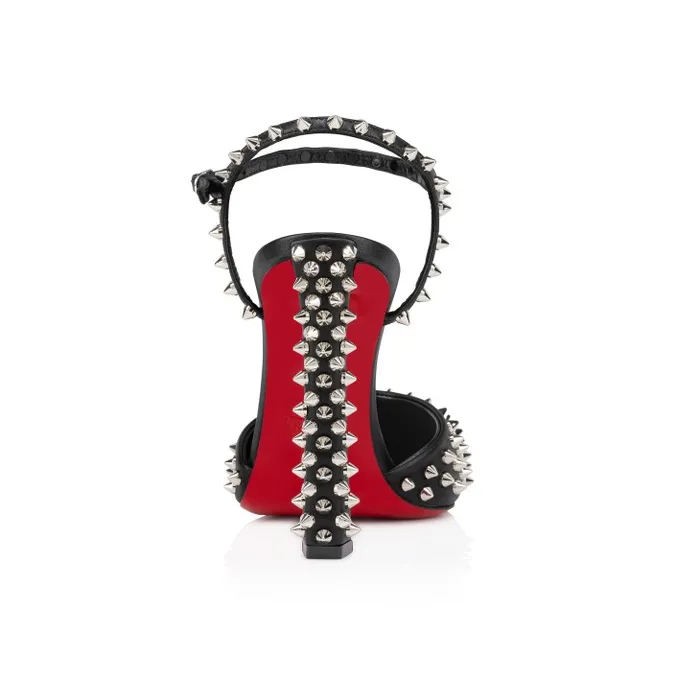Women Condora Riviera Spikes 100 Mm Pumps 8211 Nappa Leather And Silver Spikes 8211 Black Christian Louboutin Pumps
