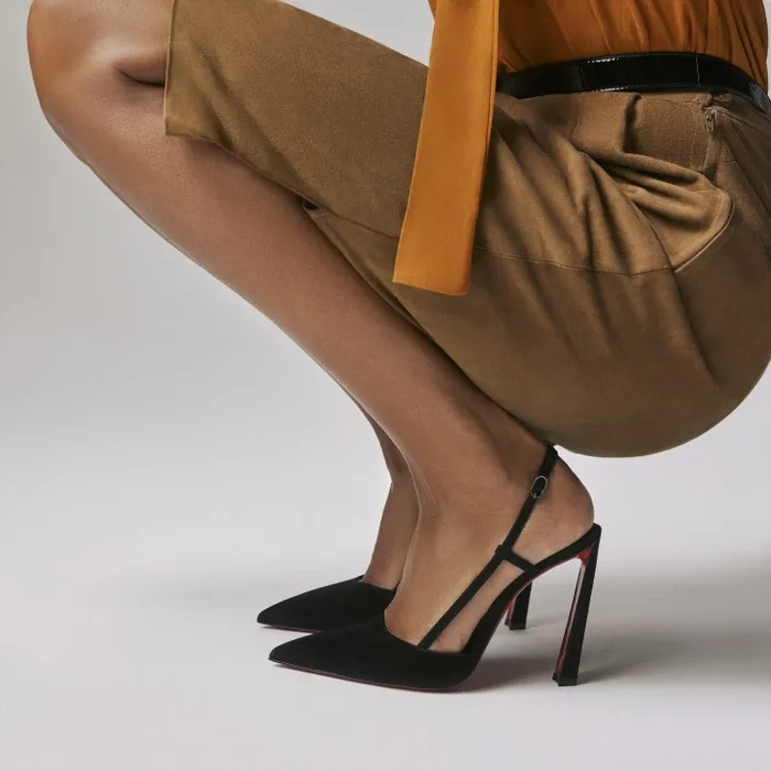 Women Condoroline 100 Mm Sling Back Pumps 8211 Veau Velours 8211 Black Christian Louboutin Pumps