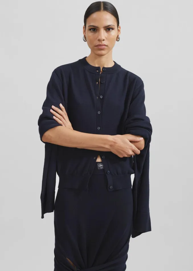 Women Coperni Knotted Sleeved Cardigan 8211 Blue The Frankie Shop Knitwear