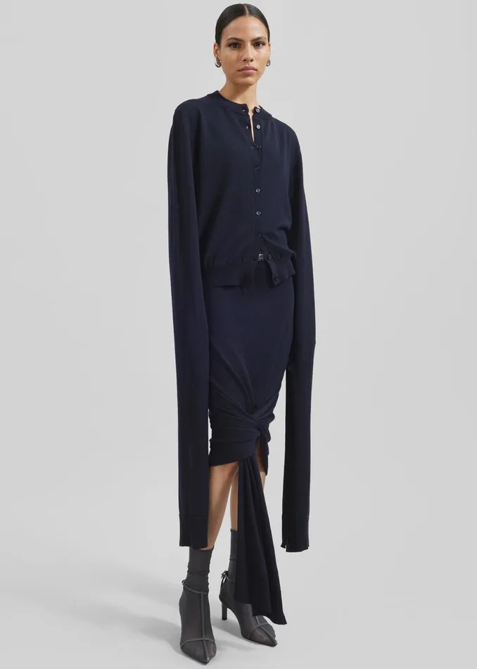 Women Coperni Knotted Sleeved Cardigan 8211 Blue The Frankie Shop Knitwear