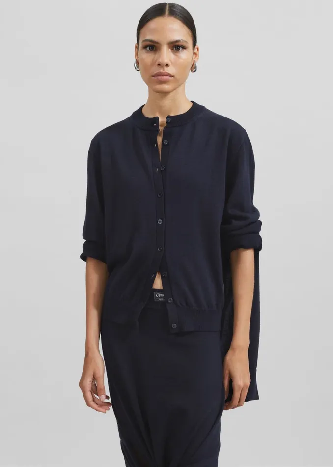 Women Coperni Knotted Sleeved Cardigan 8211 Blue The Frankie Shop Knitwear
