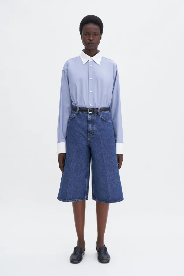 Women Cotton Tuxedo Shirt Steel Blue Filippa K Shirts and Blouses