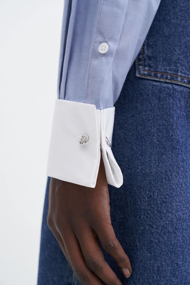 Women Cotton Tuxedo Shirt Steel Blue Filippa K Shirts and Blouses