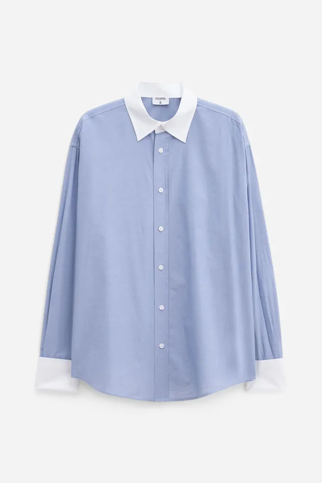 Women Cotton Tuxedo Shirt Steel Blue Filippa K Shirts and Blouses
