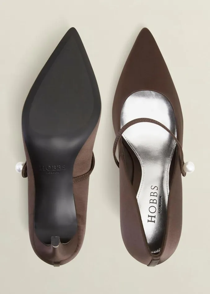 Women Court Shoes Hobbs Blake Mary Jane Satin Courts Deep Brown
