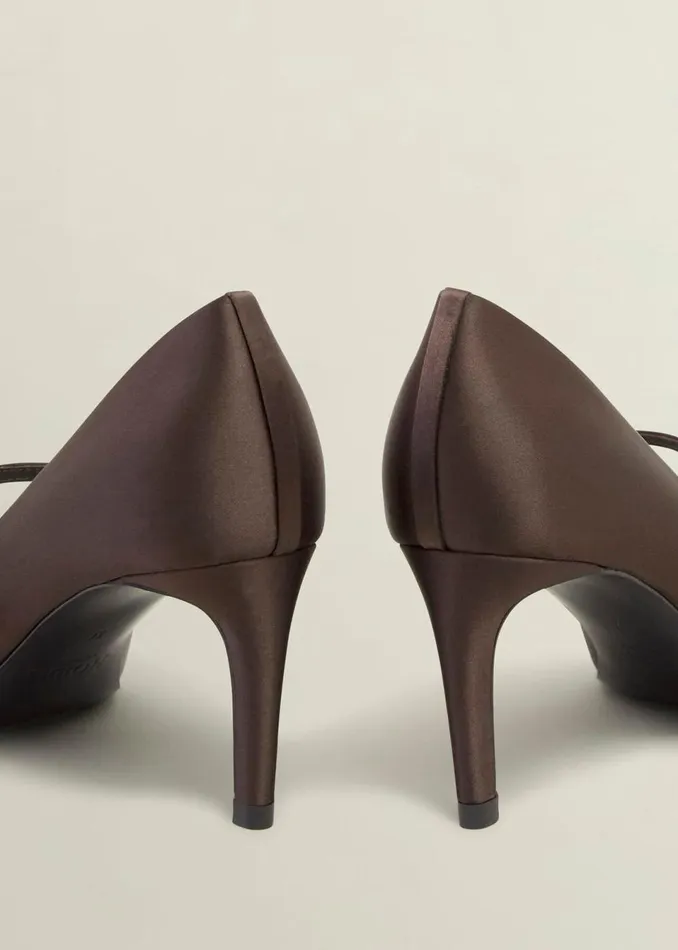 Women Court Shoes Hobbs Blake Mary Jane Satin Courts Deep Brown