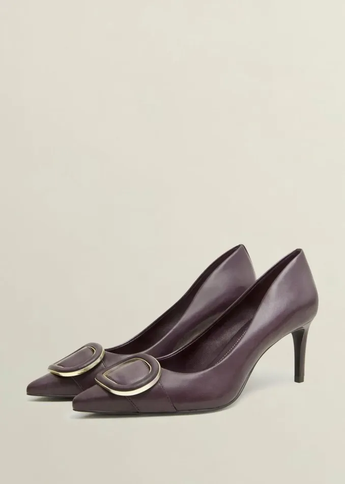 Women Court Shoes Hobbs Martie Leather Court Shoes Malbec Purple