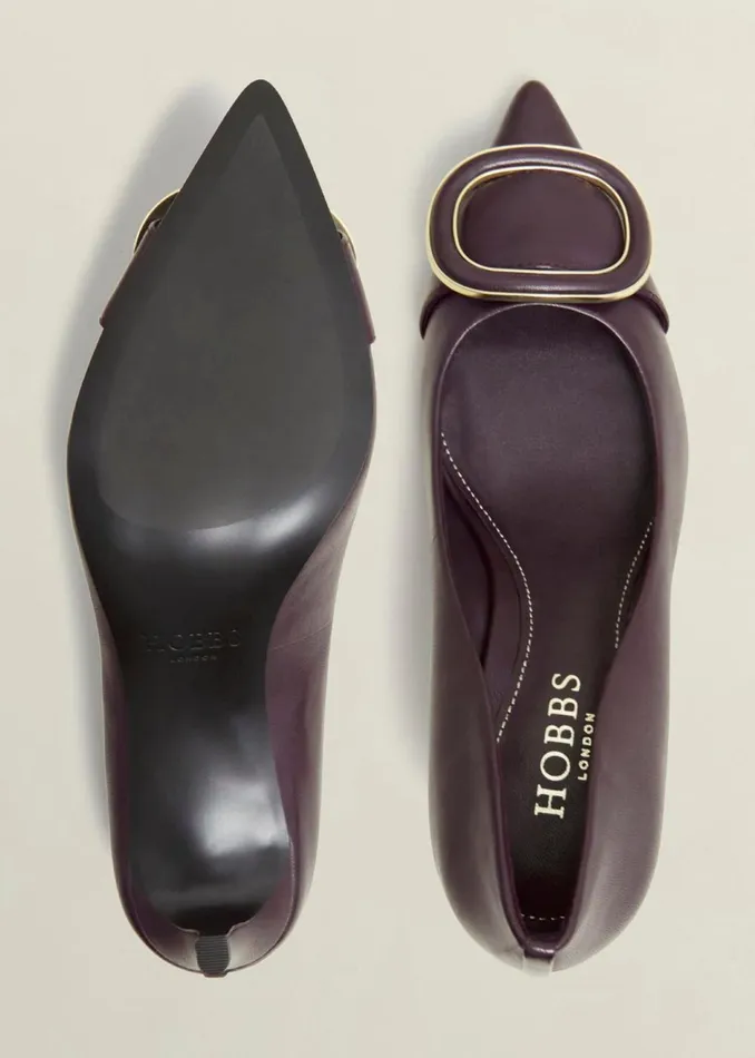 Women Court Shoes Hobbs Martie Leather Court Shoes Malbec Purple