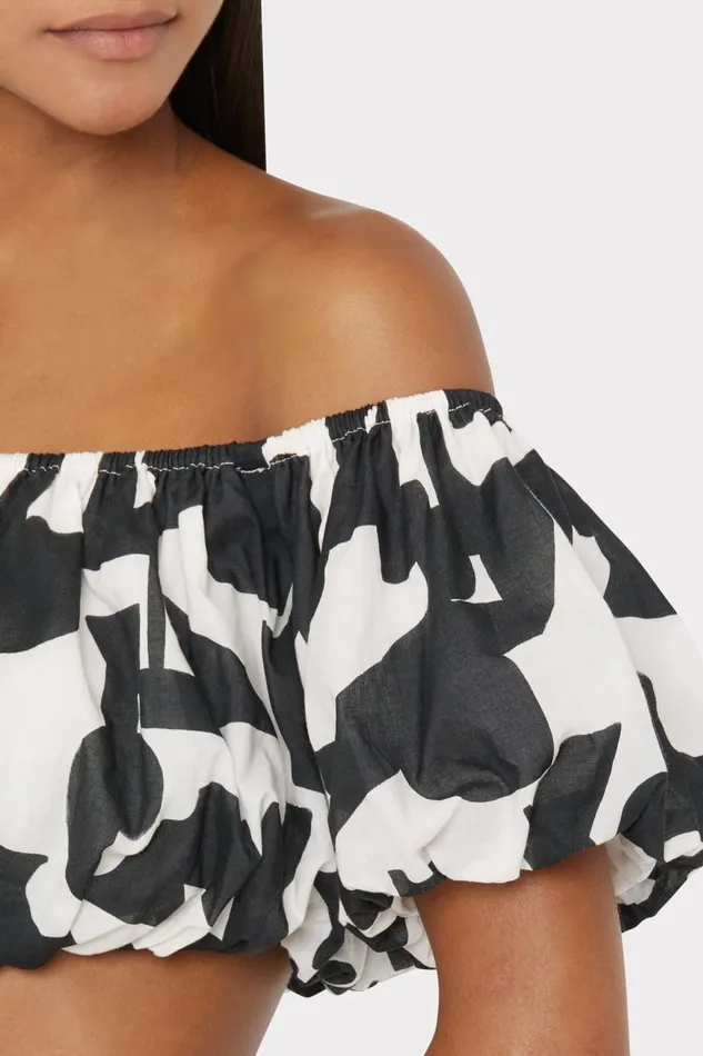 Women CoverUps Milly Mason Modern Geo Off The Shoulder Top Blackecru