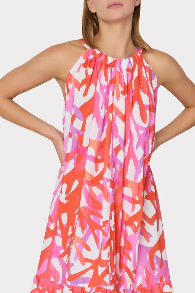 Women CoverUps Milly Under The Sea Halter Maxi CoverUp Dress Pink Multi