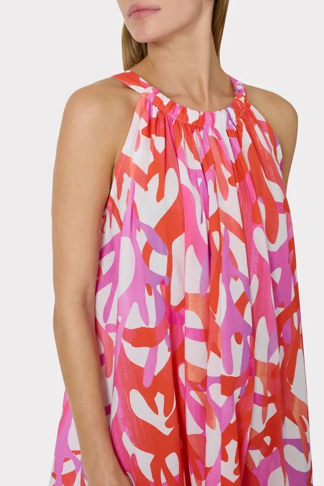 Women CoverUps Milly Under The Sea Halter Maxi CoverUp Dress Pink Multi
