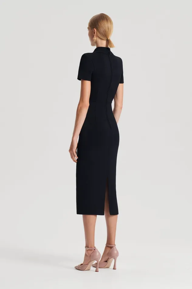 Women CREPE KNIT COLLAR DRESS BLACK Dresses Scanlan Theodore Women CREPE KNIT COLLAR DRESS BLACK Dresses Scanlan Theodore