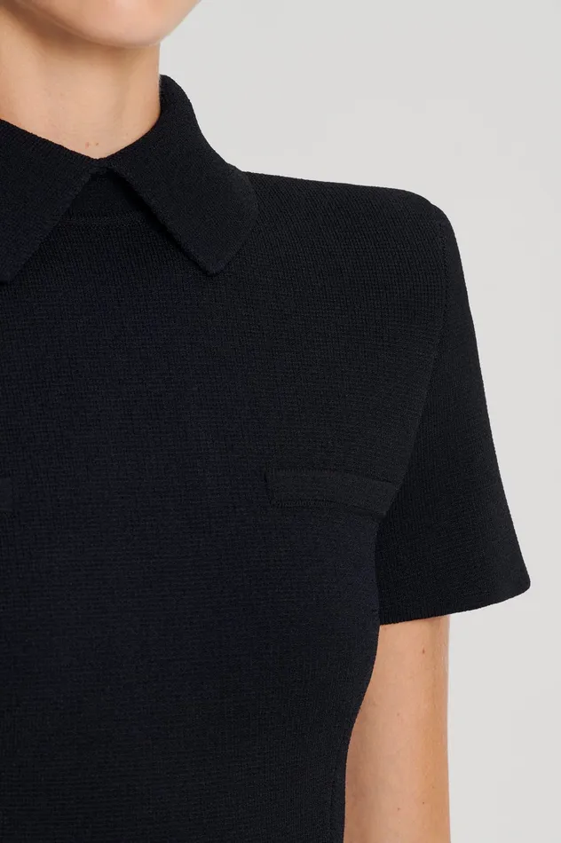 Women CREPE KNIT COLLAR DRESS BLACK Dresses Scanlan Theodore Women CREPE KNIT COLLAR DRESS BLACK Dresses Scanlan Theodore