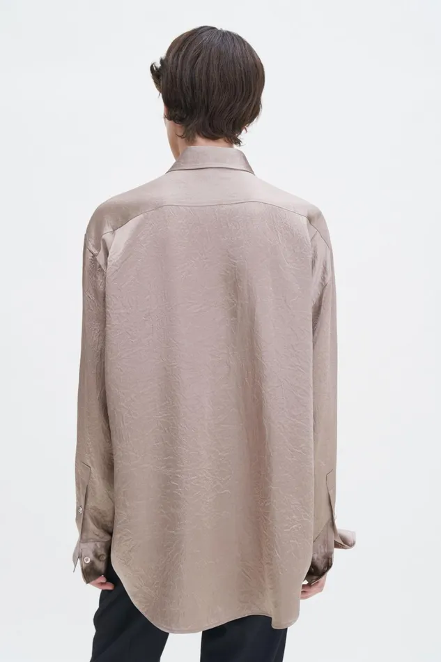 Women Crinkle Shirt Dark Taupe Filippa K Shirts and Blouses