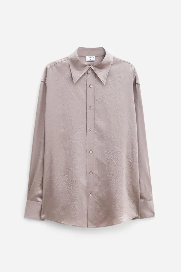 Women Crinkle Shirt Dark Taupe Filippa K Shirts and Blouses