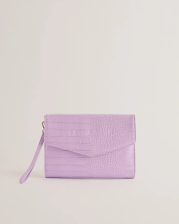 Women CROCEY 8211 Croc Effect Envelope Clutch Bag Lilac Ted Baker Icon Bags and Signature Bags Women CROCEY 8211 Croc Effect Envelope Clutch Bag Lilac Ted Baker Icon Bags and Signature Bags