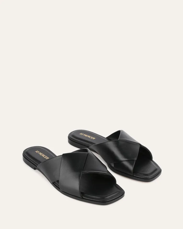 Women Cyra flat sandals black leather FLAT SANDALS jomercer