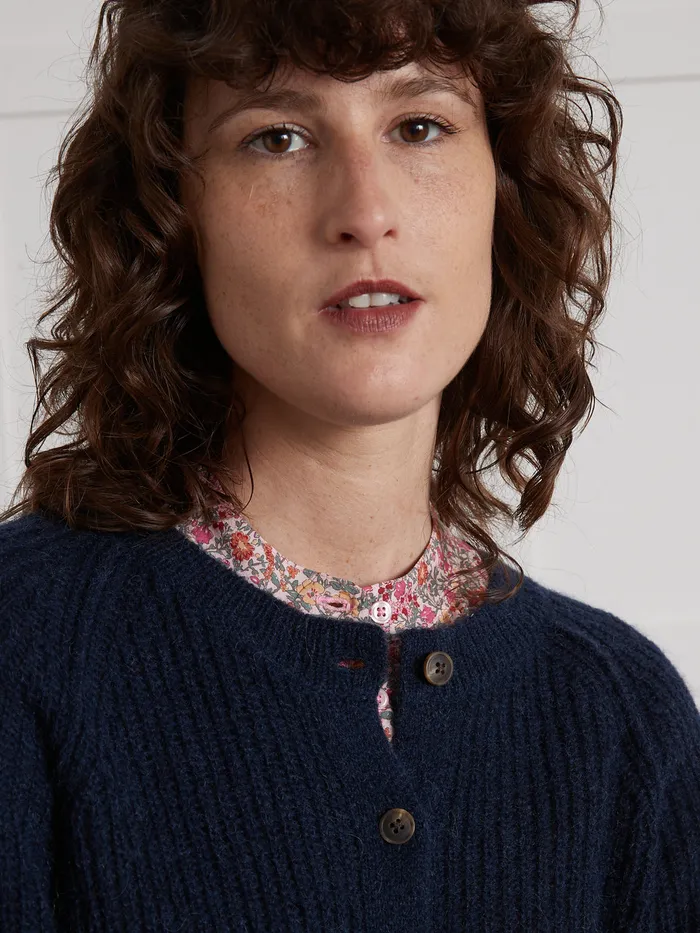 Women Cyrillus Clothing Brioche Stitch Cardigan Nuit