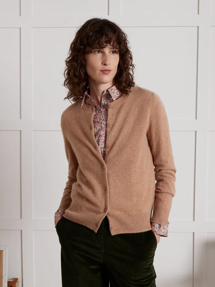 Women Cyrillus Clothing Button Cardigan 8211 The Cashmere Collection Camel