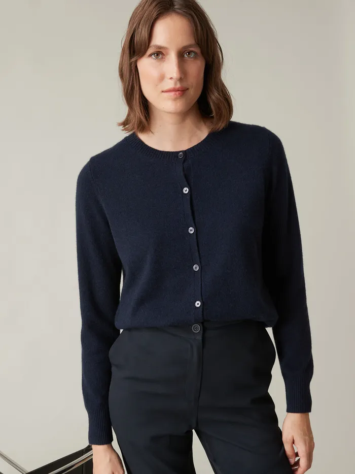 Women Cyrillus Clothing Button Cardigan 8211 The Cashmere Collection Marine