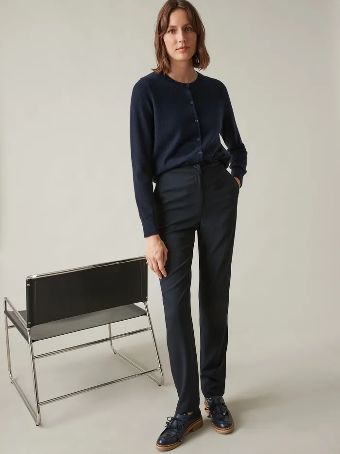 Women Cyrillus Clothing Button Cardigan 8211 The Cashmere Collection Marine