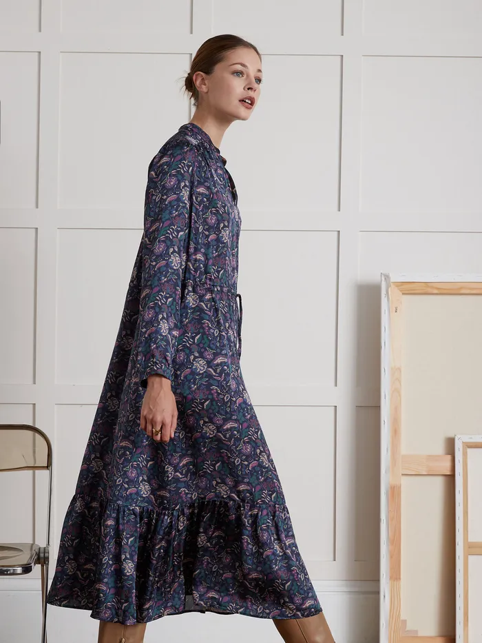 Women Cyrillus Clothing Long Pablo Piatti Botania Print Dress Imp Botania