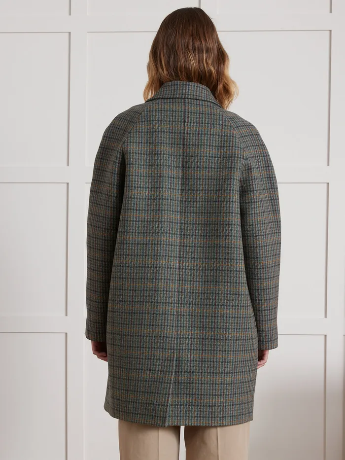 Women Cyrillus Clothing Wool Cloth Check Coat Carreaux Gris