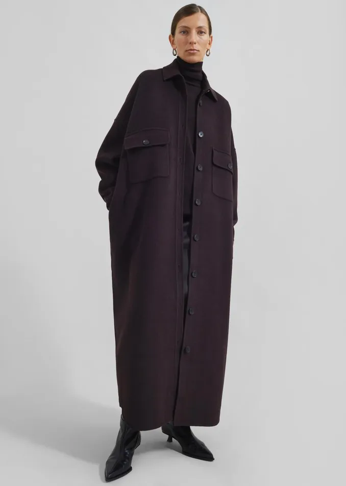 Women Dallas Wool Overcoat 8211 Dark Plum The Frankie Shop Outerwear