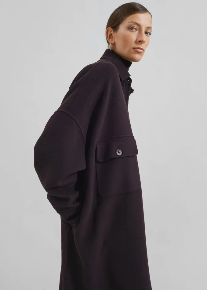 Women Dallas Wool Overcoat 8211 Dark Plum The Frankie Shop Outerwear
