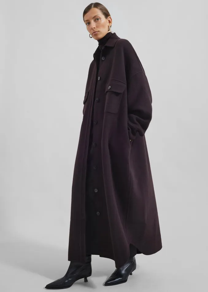 Women Dallas Wool Overcoat 8211 Dark Plum The Frankie Shop Outerwear