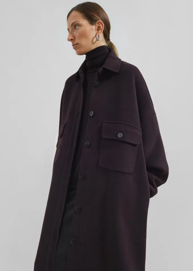 Women Dallas Wool Overcoat 8211 Dark Plum The Frankie Shop Outerwear