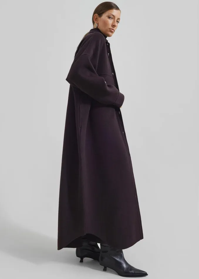 Women Dallas Wool Overcoat 8211 Dark Plum The Frankie Shop Outerwear