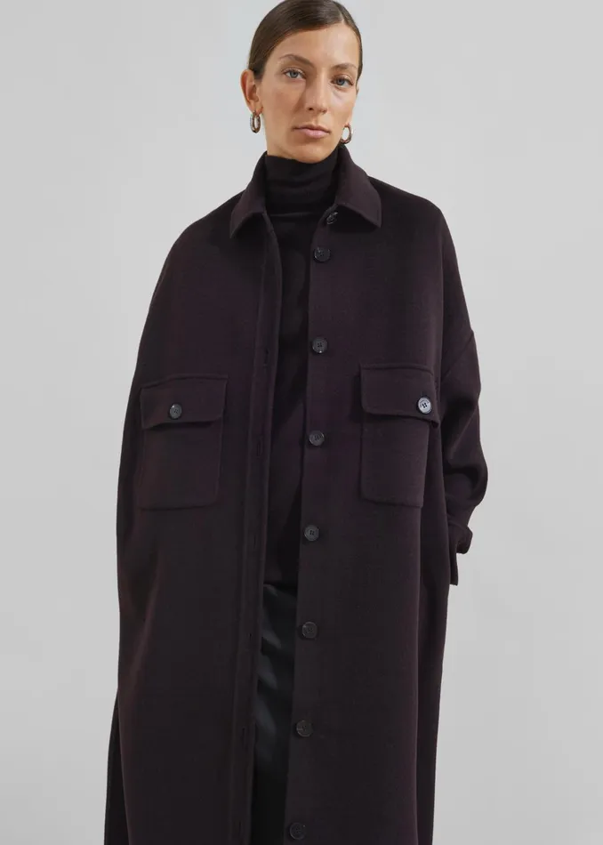 Women Dallas Wool Overcoat 8211 Dark Plum The Frankie Shop Outerwear