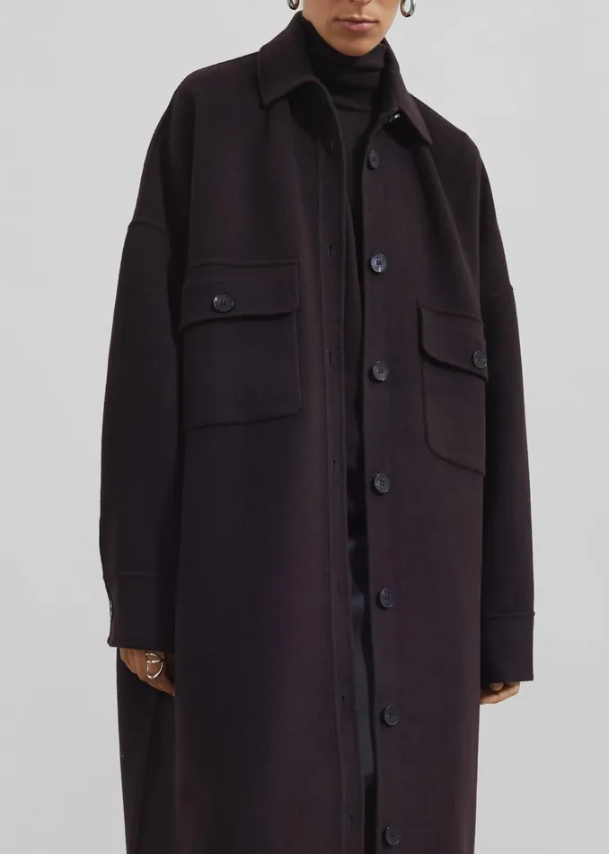 Women Dallas Wool Overcoat 8211 Dark Plum The Frankie Shop Outerwear