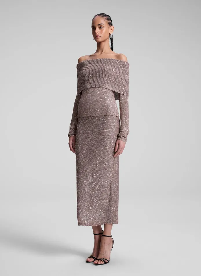 Women Dana Metallic Knit Midi Skirt Mauvesilver ALC Bottoms