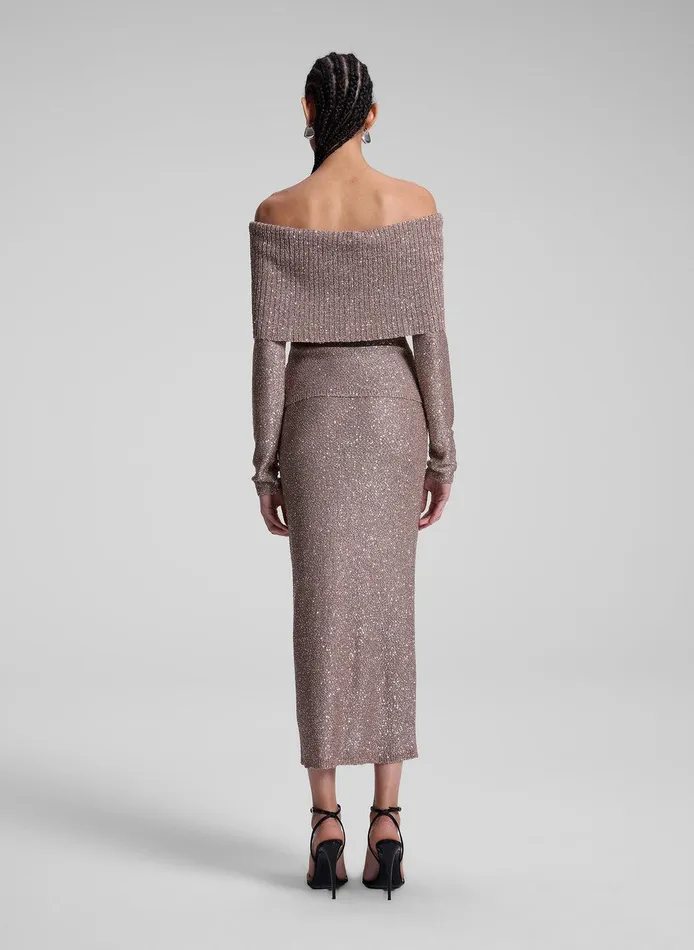 Women Dana Metallic Knit Midi Skirt Mauvesilver ALC Bottoms