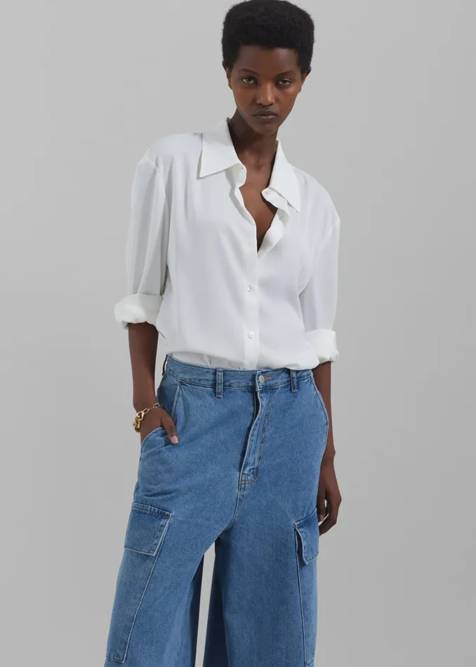 Women Daylin Button Up Shirt 8211 Ivory The Frankie Shop Tops