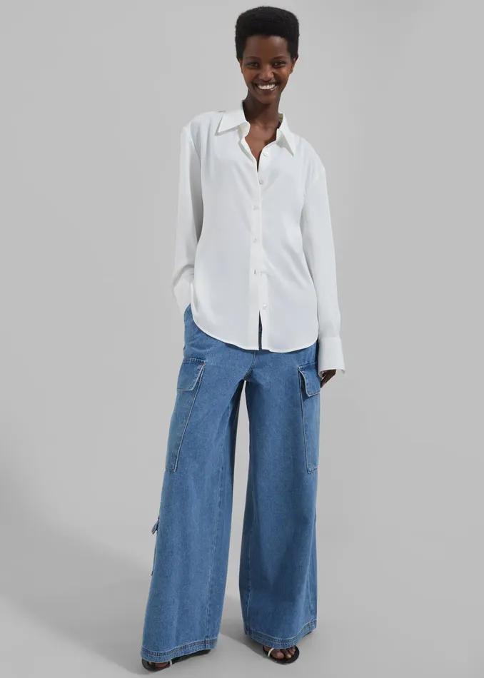 Women Daylin Button Up Shirt 8211 Ivory The Frankie Shop Tops