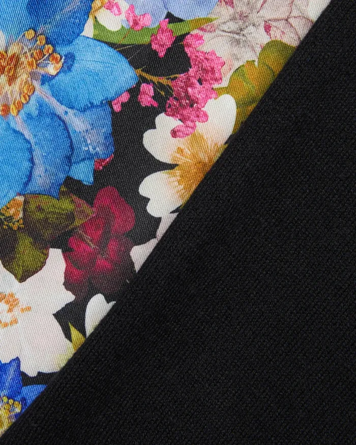 Women DELBI 8211 Printed Woven Front Sweater Black Ted Baker Jumpers and Cardigans