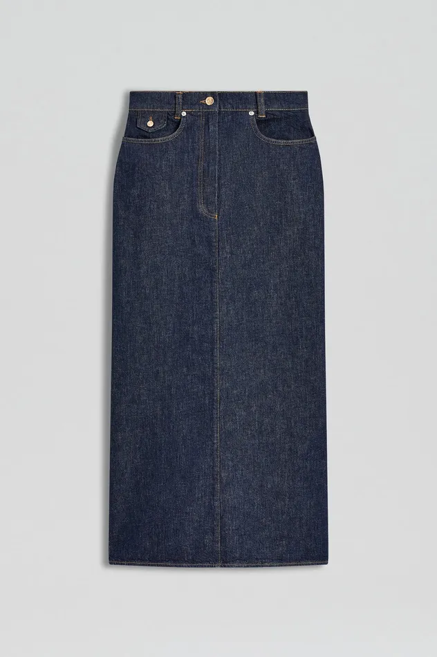 Women Denim Scanlan Theodore DENIM FIVE POCKET PENCIL SKIRT INDIGOB