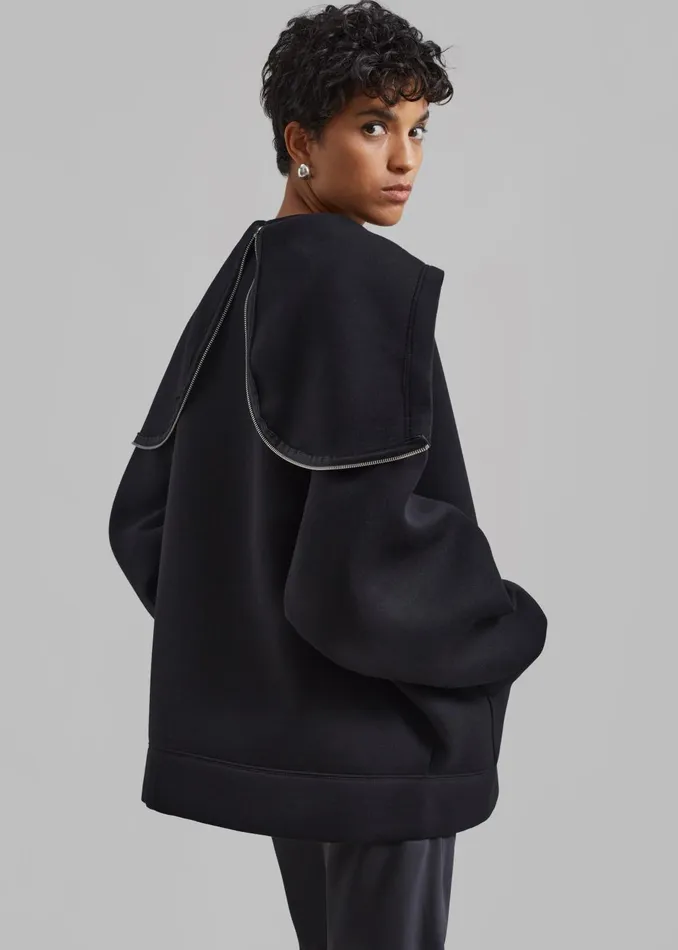 Women Denton Oversized Hoodie 8211 Black The Frankie Shop Outerwear