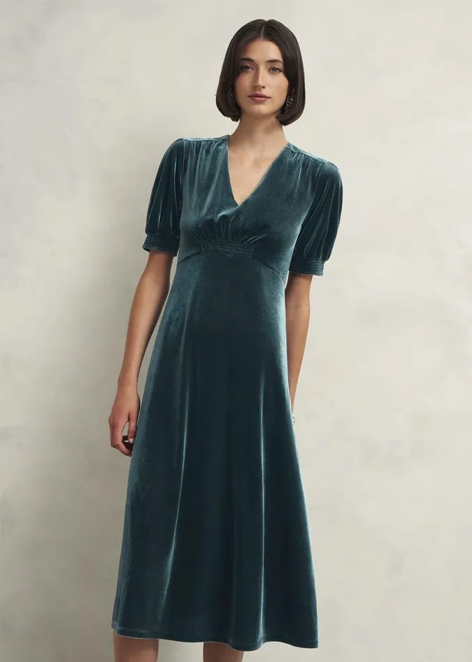 Women Dresses and Jumpsuits Hobbs Dormer Velvet Dress Evergreen
