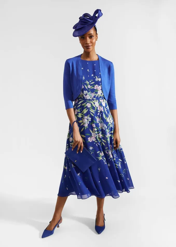 Women Dresses and Jumpsuits Hobbs Petite Carly Floral Midi Dress Blue Multi