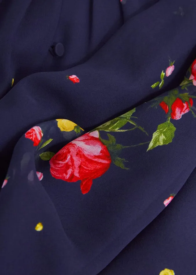 Women Dresses and Jumpsuits Hobbs Petite Eva Floral Silk Dress Navy Multi